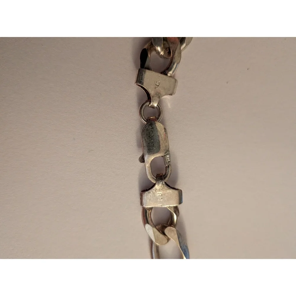 925 Sterling Silver 72 grams Vintage Figaro Link Chain Necklace Italy Stamped